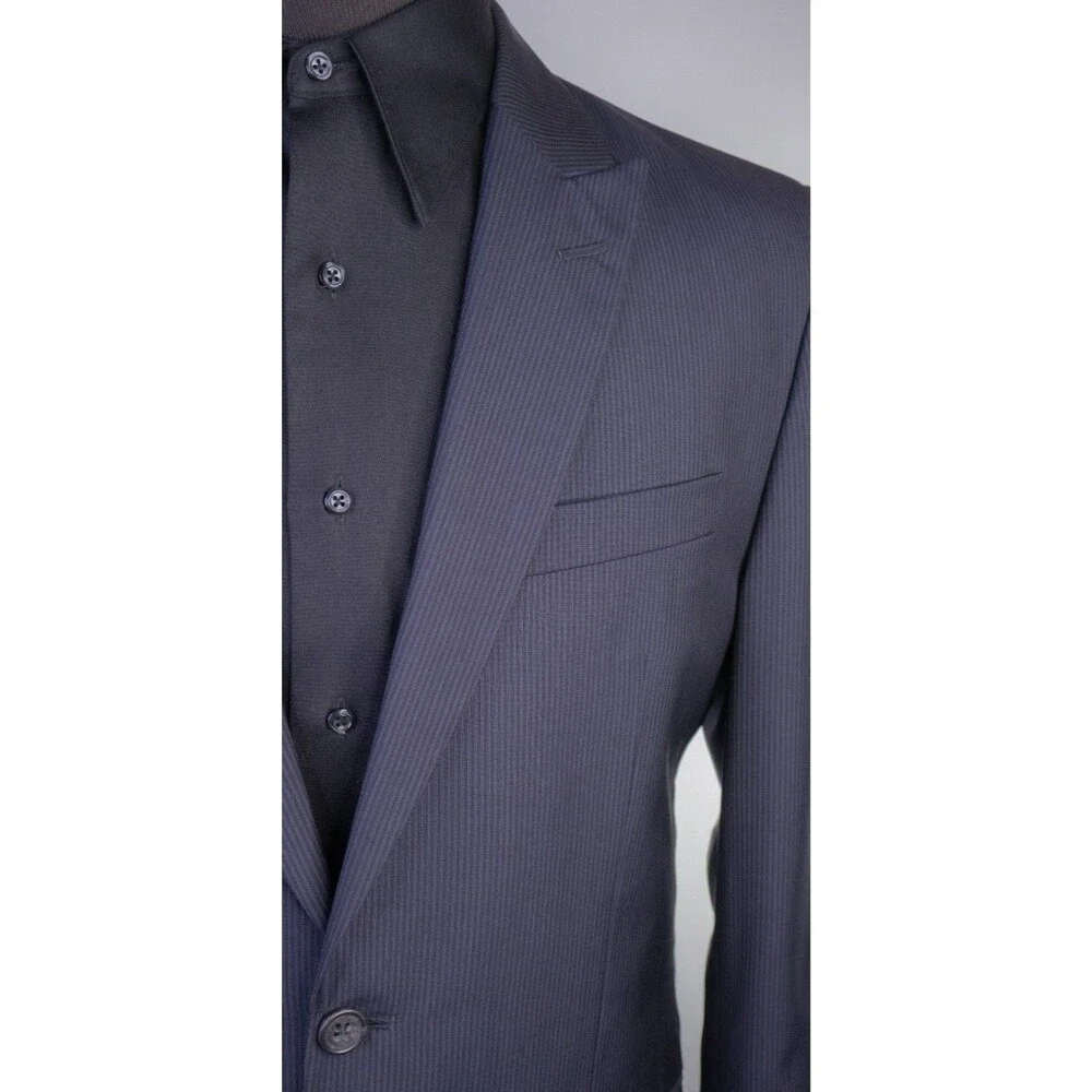 Banana Republic Blazer Mens 42L Blue Pinstripe Wool/Silk Blend Sport Coat Jacket